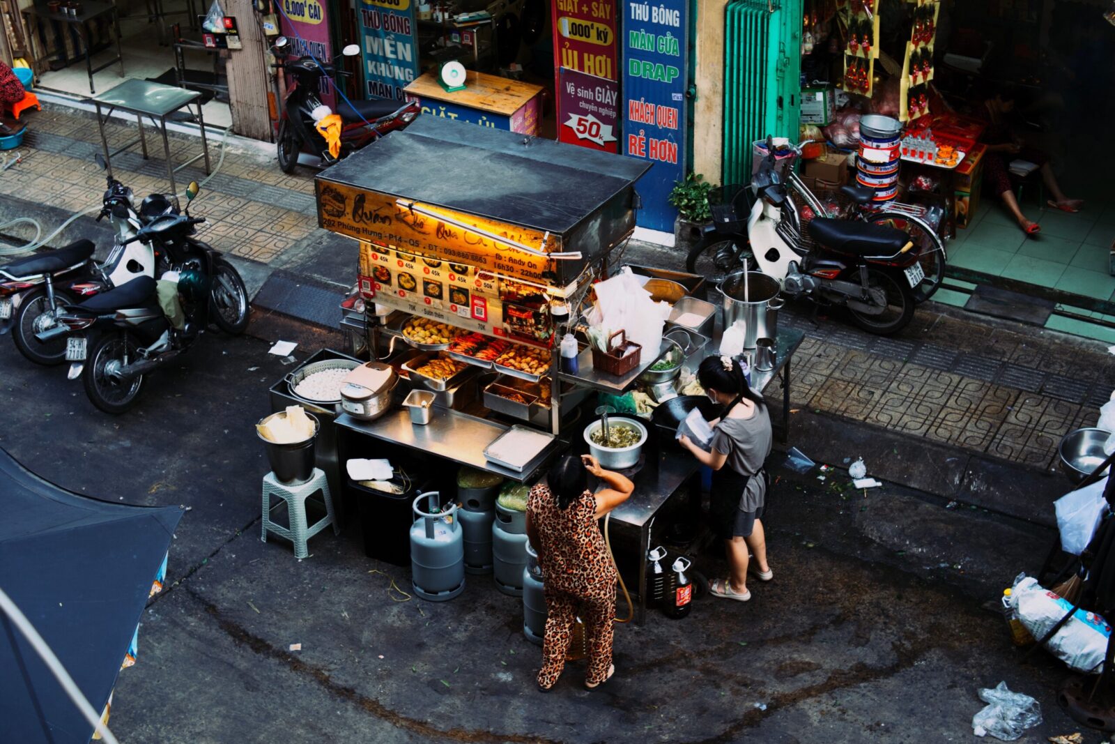 Colourful food market stalls at a travel destination
